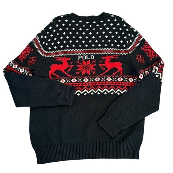 POLO RALPH LAUREN Reindeer Cotton Cashmere Crewneck Sweater Fair Isle Size L NEW - Picture 5 of 12